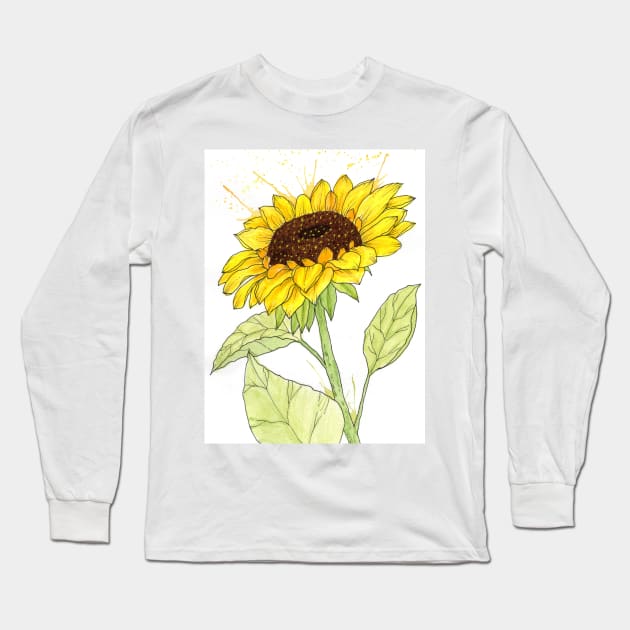 Big Bright Sunflower Long Sleeve T-Shirt by SunnyPainter